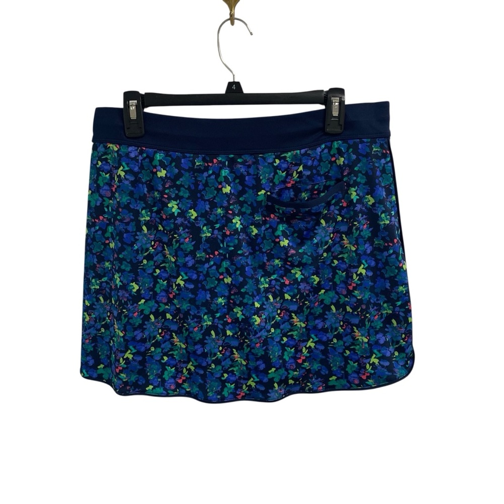 PGA Tour Floral Blue Skort 3 Pockets Size Large Tennis‎ Pickleball Activewear - Picture 4 of 12
